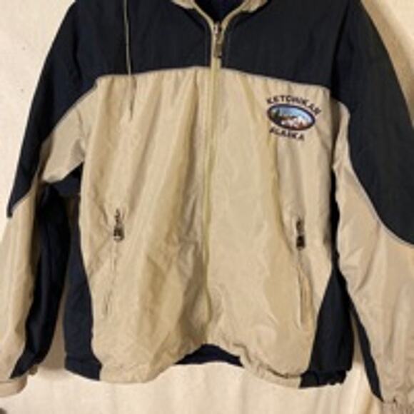 Y2K Beige & Navy Windbreaker Pullover Jacket XS - Picture 4 of 8